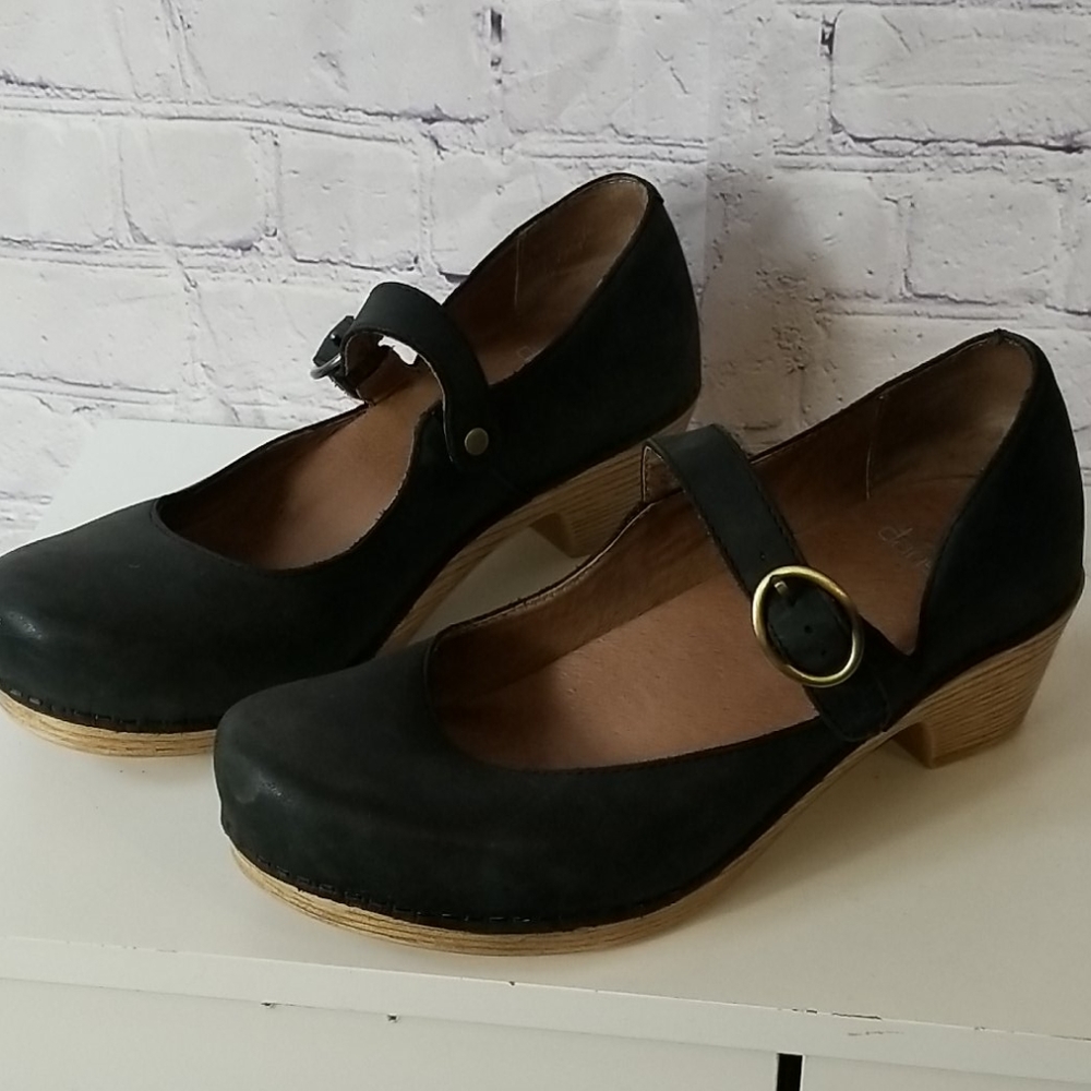 Dansko Antique Black Mary Janes Clog Shoe